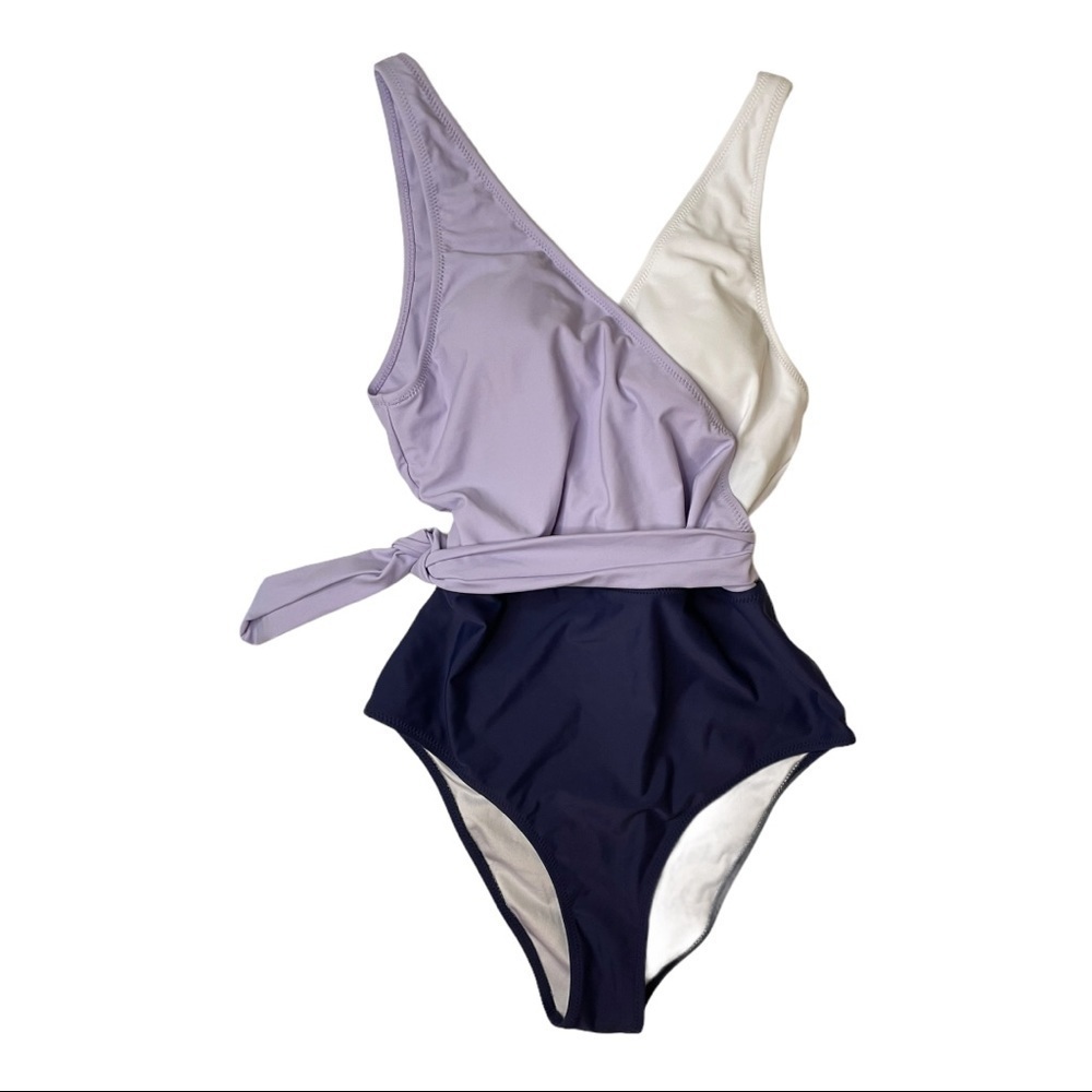 Cupshe NEW Swimsuit Wrap Colorblock Tie Side - Picture 2 of 6